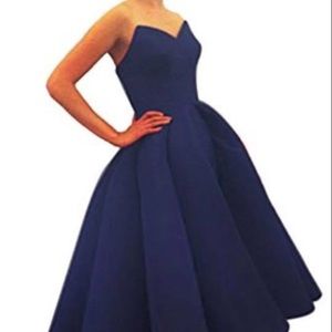 Brand New Navy High-Low Gown